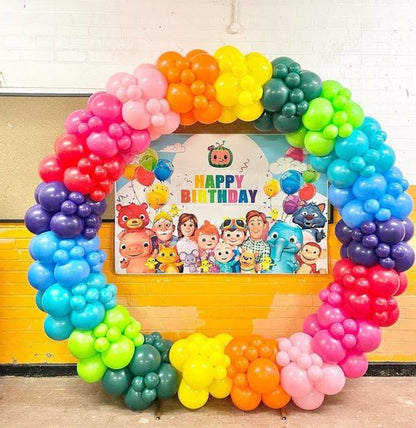Bezente Rainbow Latex Balloons - 100 Pack with Adjustable 6.6ft Balloon Column Stand Kit
