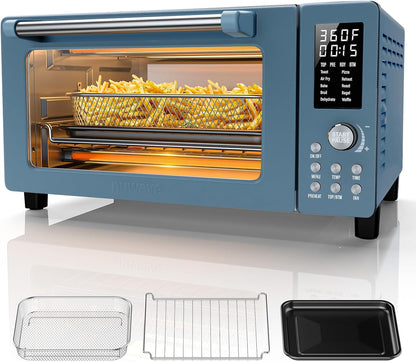 Nuwave Bravo Pro Air Fryer Toaster Oven - 10-in-1 Combo with 21Qt Capacity & Quick Crisp Technology | Cozy Blue