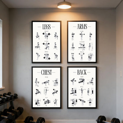 Skiennix Fitness Exercises Wall Art - Dumbbell Workout Poster for Gym & Home Decor | Strength Training Design