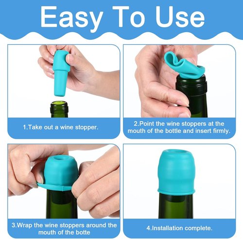 8Pcs Silicone Wine Stopper Reusable Bottle Stoppers Sealed Soft Wine Stoppers Unbreakable Bottle Cover Caps Beer Champagne Stopper Glass Sealer Covers for Keeping Soda Drink Whiskey Fresh