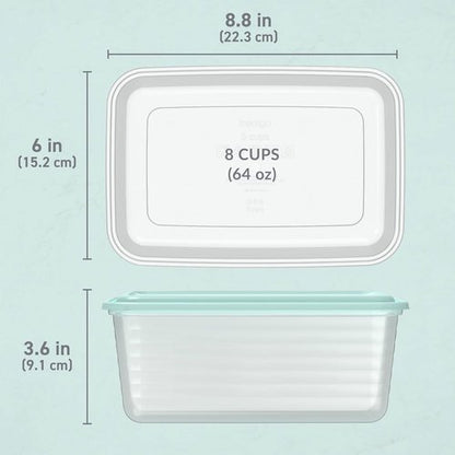 Bentgo Prep - Extra-Large 8-Cup Deep-Dish Storage Containers | 20-Piece Set, Reusable & BPA-Free, Aqua Splash