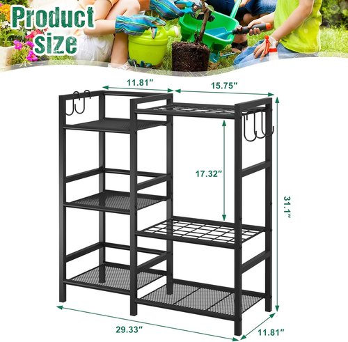 Keomaisyto Garden Tool Organizer - Heavy Duty 3-Tier Storage Rack with 35 Long-Handled Tool Slots | Ideal for Garage & Shed