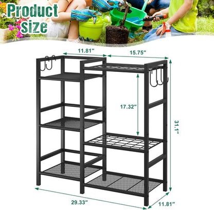 Keomaisyto Garden Tool Organizer - Heavy Duty 3-Tier Storage Rack with 35 Long-Handled Tool Slots | Ideal for Garage & Shed