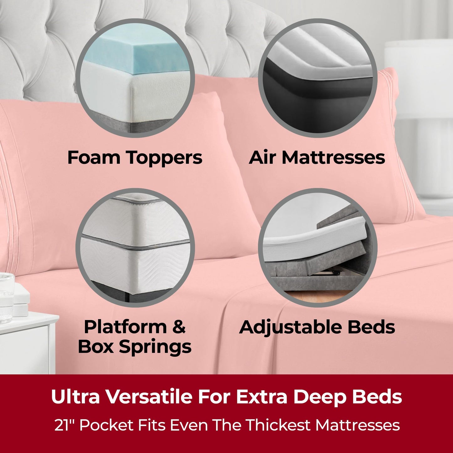 Mellanni Extra Deep Twin Sheets - 3 PC Iconic Collection Bedding - Hotel Luxury, Ultra Soft, Cooling Bed Sheets - Wrinkle, Fade, Stain Resistant (Twin, Coral)