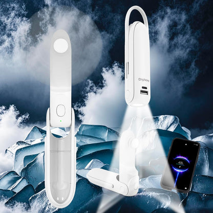 Skiennix Portable Handheld Fan - 6-in-1 Rechargeable Mini Fan with Flashlight & 3 Speeds | White