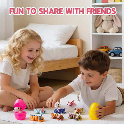 Skiennix Easter Basket Stuffers - 24 Pack Prefilled Easter Eggs with 3D Printed Axolotl Toys - Fun Mini Animal Fidget Figures for Toddlers