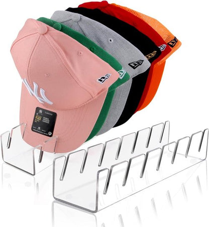 Hat Stand for Baseball Caps - 2 Pack Acrylic Organizer for 14 Caps | Clear Hat Racks for Closet & Bedroom