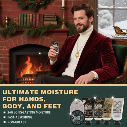 BODY & EARTH 2025 Advent Calendar for Men - 24 Days of Beard Care Gifts | Sandalwood & Cedar Oil Set