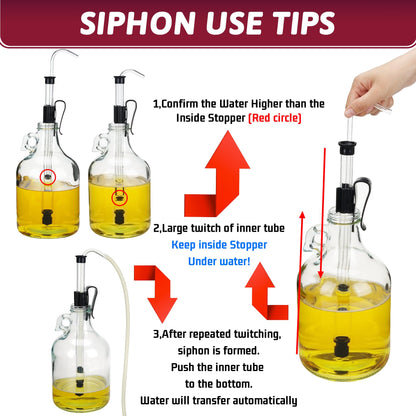 LURKA Wine & Mead Making Kit，Siphon Pump with 6 Feet of Tubing, Bottling Wand, Clamp, Bubble Airlock and Drilled Stopper，Wine Making Supplies for Beginners，Wine Wand and Auto Siphon Included