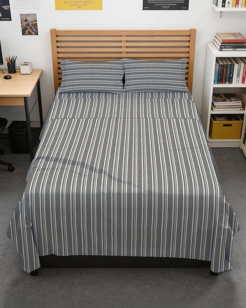 Full XL Bed Sheet - 4 Piece Full XL Bed Sheets Set - Soft, Breathable & Cooling - Hotel Luxury Bedding for Women, Men, Kids, Teens, Boys & Girls - Deep Pockets, Fade and Wrinkle Free - Grey Stripes