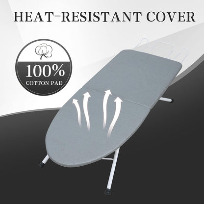 ZOES HOMEWARE Portable Ironing Board - Foldable Tabletop Design with Heat Resistant Cover | 31.5"x11.8"x7", Grey