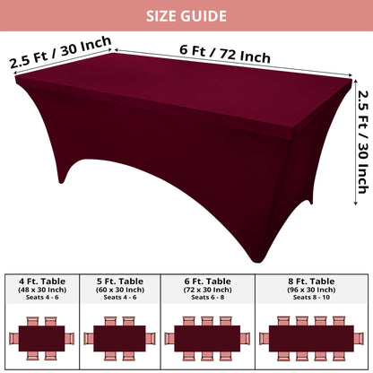 Utopia Kitchen Spandex Tablecloth 2 Pack [6FT, Burgundy] Tight, Fitted, Washable and Wrinkle Resistant Stretch Rectangular Patio Table Cover for Event, Wedding, Banquet & Parties [72Lx30Wx30H Inch]