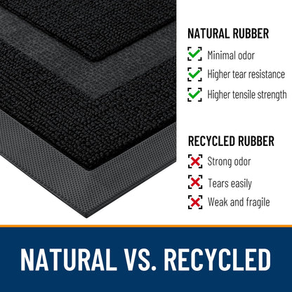OLANLY Front Door Mat Indoor Outdoor Entrance, Waterproof All-Season, All-Weather Doormat, Sturdy Natural Rubber, Fade Resistant, Low Profile, Easy Clean Patio Porch Entryway Mat, 29.5x17, Jet Black