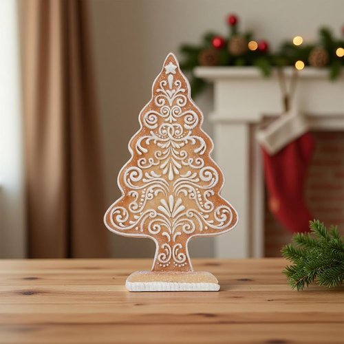 Braxio Gingerbread Christmas Tree Figurines - Festive Tabletop Decoration with Sequins | 5.5x2.25x10 Inch