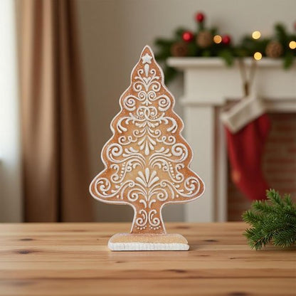 Braxio Gingerbread Christmas Tree Figurines - Festive Tabletop Decoration with Sequins | 5.5x2.25x10 Inch