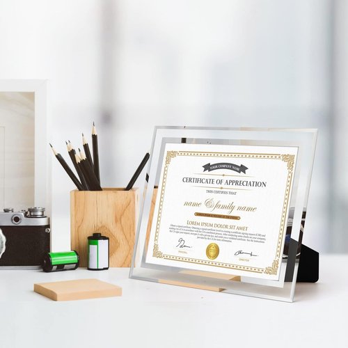 Hoikwo Picture Frames - 8.5x11 Silver Glass Frames for Certificates & Diplomas | 6-Pack, Tabletop Display