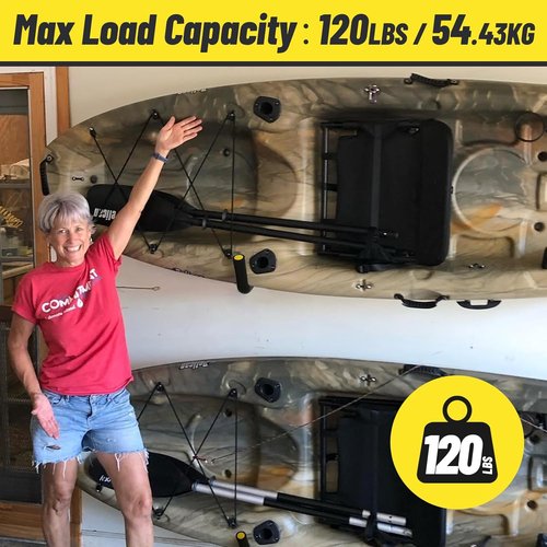 GEEDAR Heavy Duty Garage Storage Hooks - Thickened Steel, 120 LB Capacity, 4-Pack for Kayaks, Ladders & Bikes