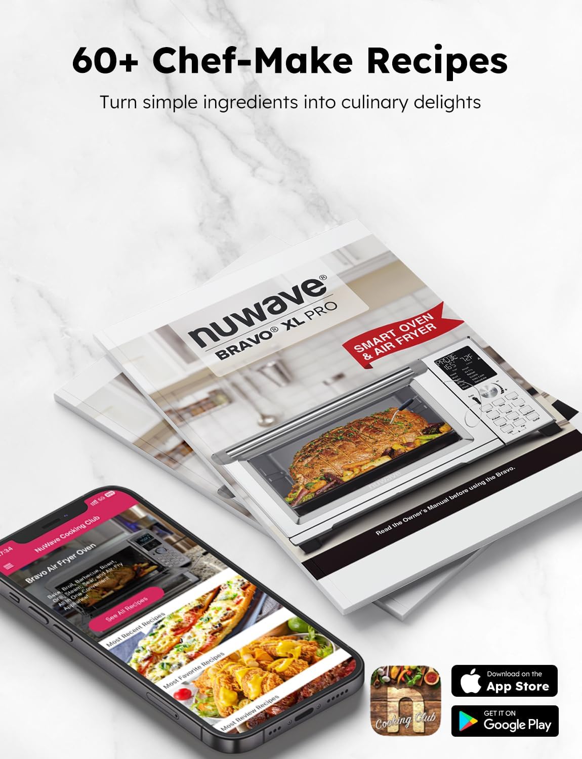 Nuwave Bravo XL Pro Air Fryer - 30QT Toaster Oven with Super Convection & Smart Probe | Stainless Steel
