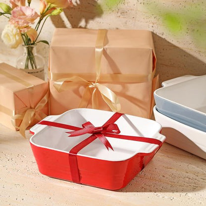 DOWAN 8x8 Ceramic Baking Dish - Versatile Square Casserole Pan for Brownies & Lasagna | 2 Quart, Red