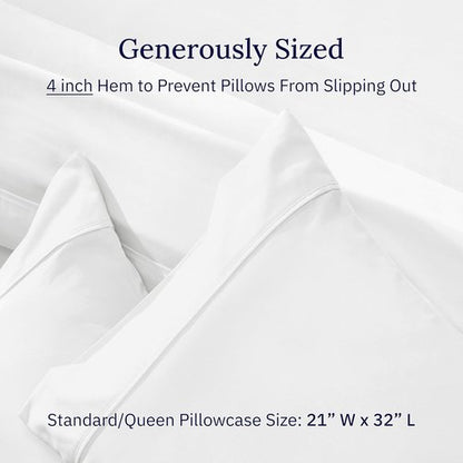 California Design Den Pillowcase Set | Standard Queen Size, 400 Thread Count, 100% Cotton Sateen, Soft Antique White - Set of 2