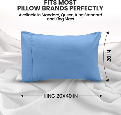 Utopia Bedding King Size Pillow Cases 2-Pack - Soft Brushed Microfiber - Oeko-TEX Certified, 20x40 Inches | Dutch Blue