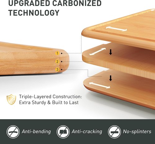 Bamboo Cutting Board Set by [Brand Name] - 3 Pack with Juice Grooves & Built-In Handles | Ideal for Charcuterie & Chopping