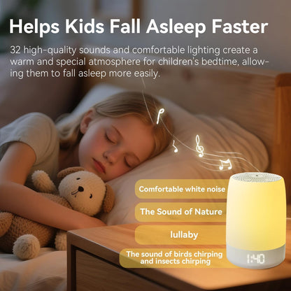 Teen Sound Machine - White Noise Machine with 32 Soothing Sounds & Bluetooth Speaker | Alarm Clock with Night Light for Kids