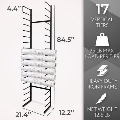 Skiennix Wall Mount Blueprint Holder - 34 Slot Storage Organizer for Posters, Maps & Construction Paper (17 Tiers)