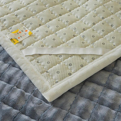 Light Gray Plush Mattress Pad with Pillowcase Set - Full Size Cloud-Like Topper