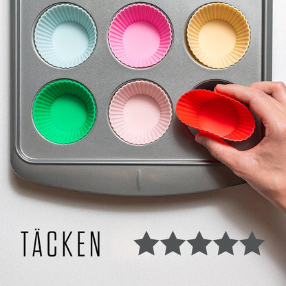 Tacken Silicone Cupcake Baking Cups - Heavy-Duty Non-Stick Liners | 24 Pack, Dishwasher Safe