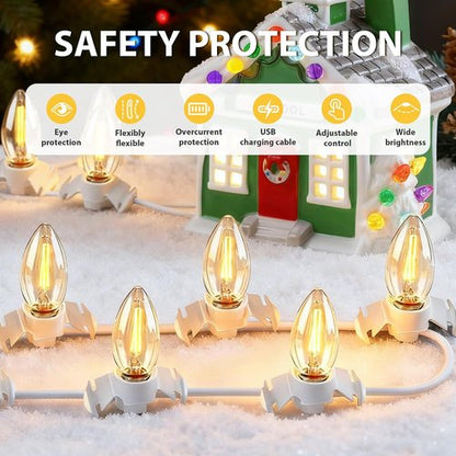 Department 56 USB 5V LED Light Set - 6 Lights for Christmas Village & Halloween Decor | 9.8ft White Cord