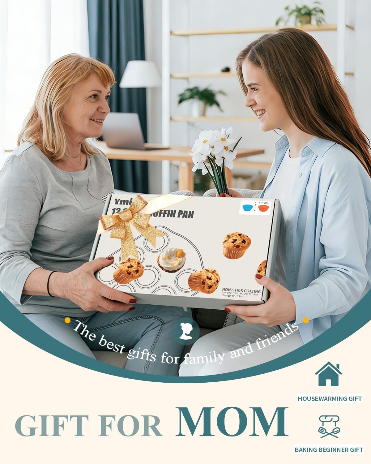 Sunshine Cream Nonstick Muffin Pan - 12 Silicone Baking Cups, Easy to Clean & Dishwasher Safe