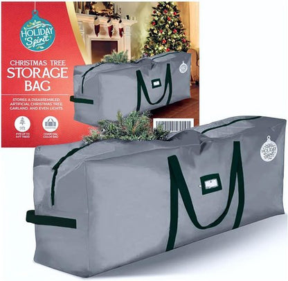 Holiday Spirit Christmas Tree Storage Bag - Heavy-Duty Waterproof Design with Reinforced Handles - Fits 7.5ft Tree, Protects from Dust & Moisture - Charcoal