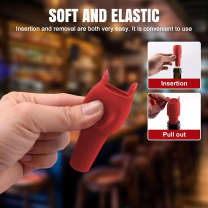 Silicone Wine Stopper for Wine Bottles, 2025 New Wine Stoppers for Wine Bottles, Seal Bottle Cover for Beer Champagne, Glass Bottle Sealer Covers Wine Stoppers for Home Use (4, All)