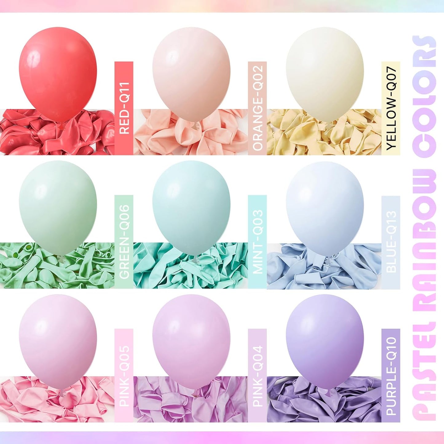PartyWoo Pastel Rainbow Balloons - 101pcs 12 Inch Latex for Baby Showers, Engagements & Birthdays