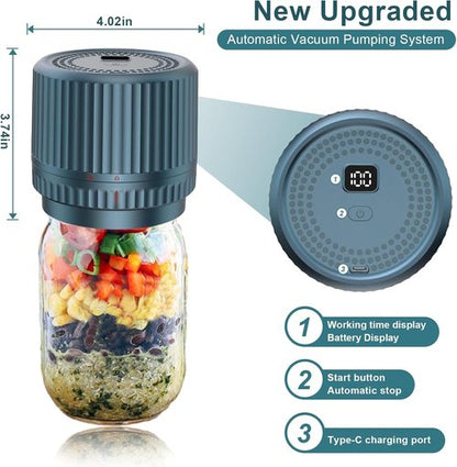 M12 Auto Stop Electric Mason Jar Vacuum Sealer - Smart 2026 Upgrade for Wide & Regular Jars | 2500mAh Portable Kit