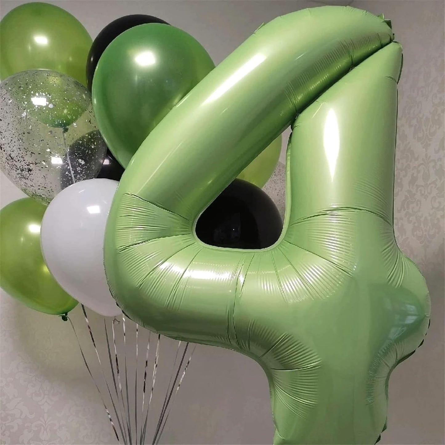 Sage Green 40-Inch Giant Helium Foil Balloons | Self-Inflating Number 0-9 for Birthday & Party Decor