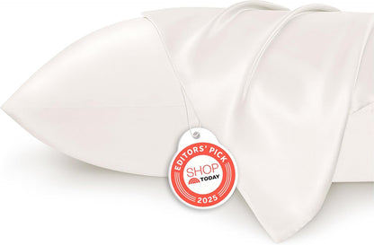 Bedsure Satin Pillowcase - Luxurious Ivory Silky Pillowcases for Hair & Skin | 20x30 Inches, 2-Pack