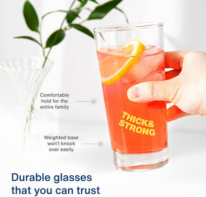 Vintorio GoodGlassware Highball Glasses (Set of 4) 13.5 oz - Tall Drinking Glass with Heavy Base - for Water, Juice, Cocktails, and Beverages - Dishwasher Safe, Perfect for Kitchen & Bar