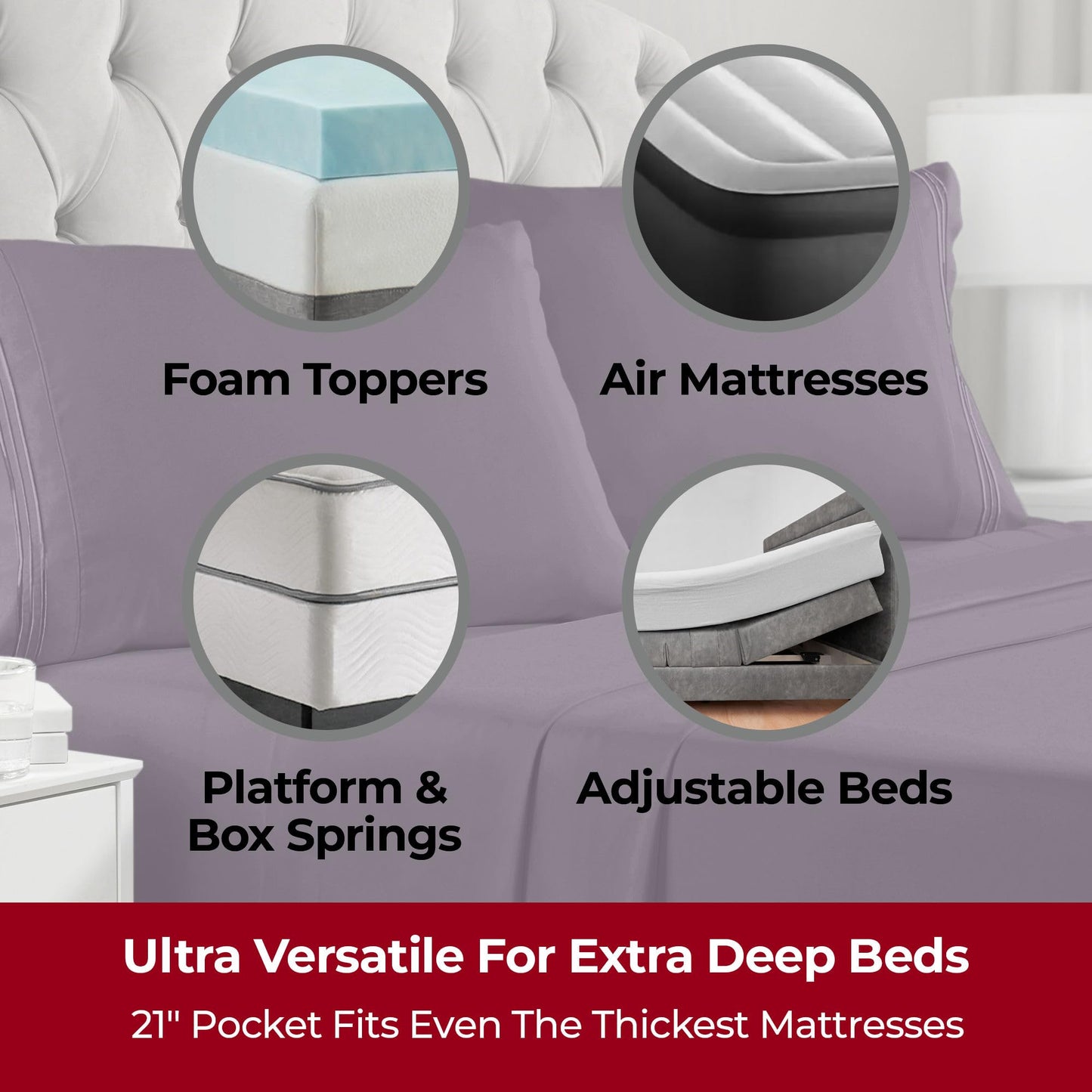 Mellanni Extra Deep Twin Sheets - 3 PC Iconic Collection Bedding - Hotel Luxury, Ultra Soft, Cooling Bed Sheets - Wrinkle, Fade, Stain Resistant (Twin, Purple)