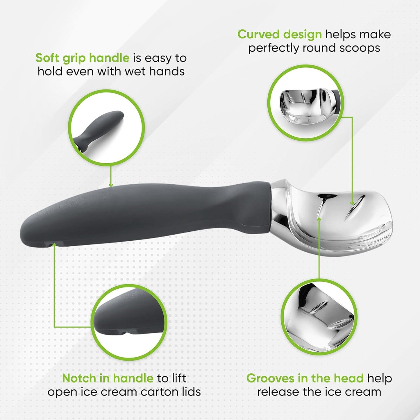 Spring Chef Heavy Duty Ice Cream Scoop - Comfortable Grip, Dishwasher Safe | Perfect for Gelato & Sorbet