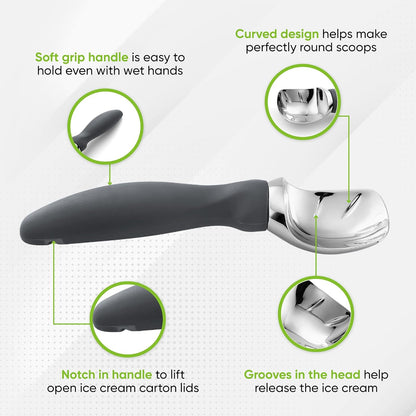 Spring Chef Heavy Duty Ice Cream Scoop - Comfortable Grip, Dishwasher Safe | Perfect for Gelato & Sorbet