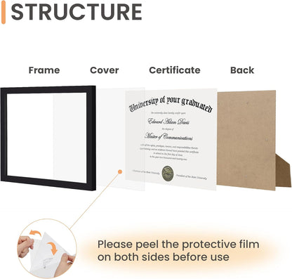 Upsimples 8x10 Picture Frame Set of 5 - Includes 8.5x11 Certificate Frame | Stylish Home Decor