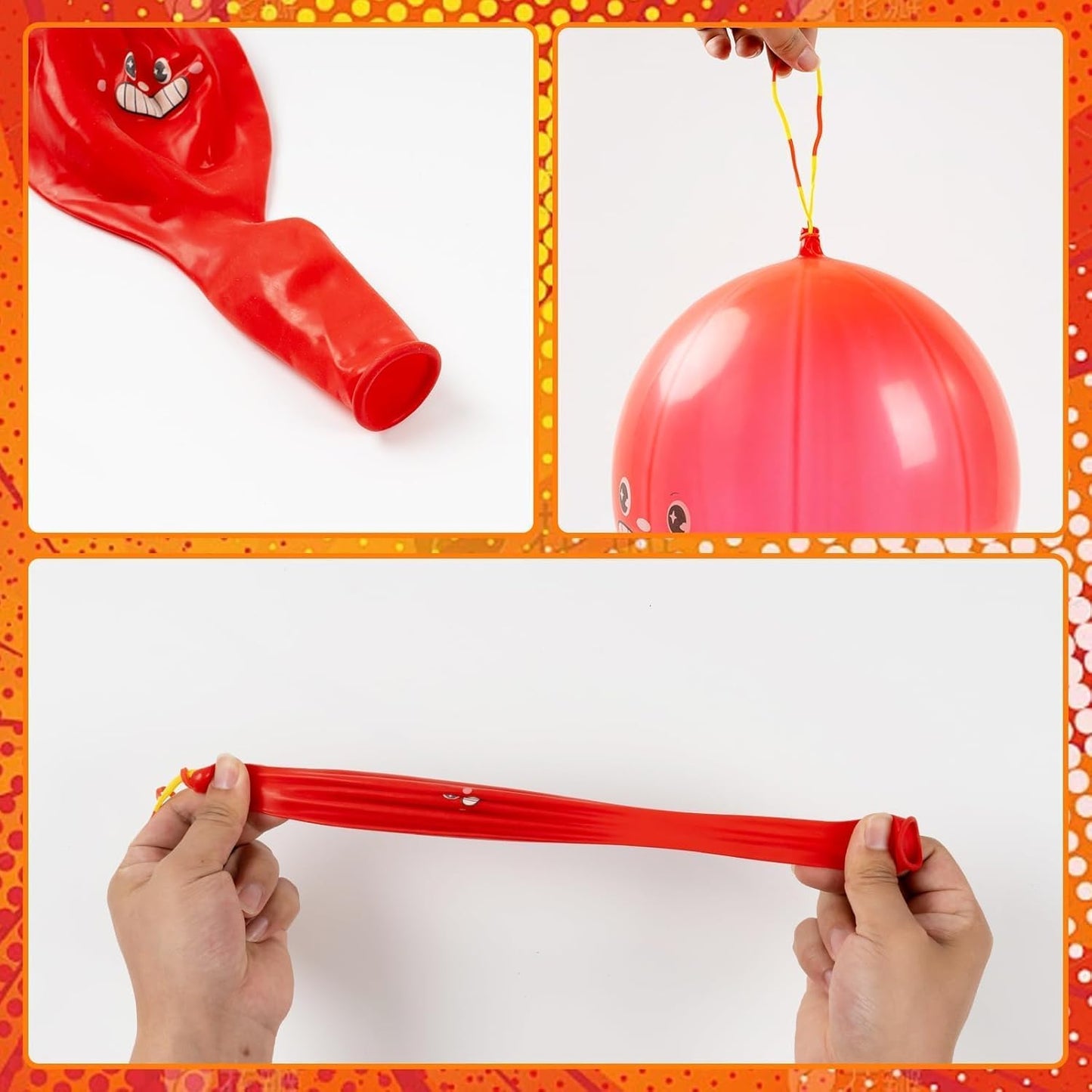 VABAMNA Punch Balloons - 30 Pack Neon Party Favors for Kids | 18 Inch Rubber Band Handle
