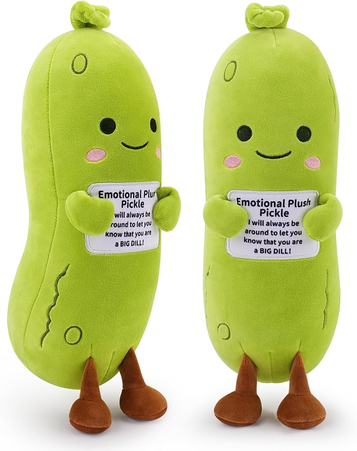 Skiennix Emotional Plush Pickle - 12.6” Kawaii Stuffed Animal with Positive Messages | Perfect Gift for Kids & Adults