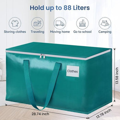 HomeHacks Heavy Duty Moving Boxes - Large Storage Bags with Sturdy Handles | 88L, 6-Pack, Green, Blue, Black