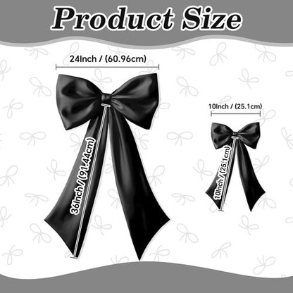 Black Bow Decor - 2 Pack Coquette Wall Backdrop | Large & Small Black Bows for Events & Celebrations