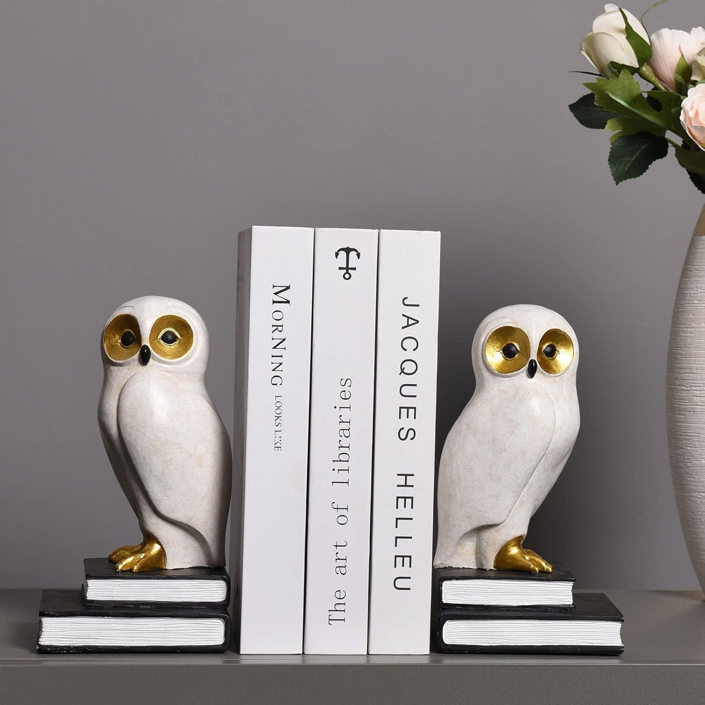 Skiennix Owl Decorative Bookends - Unique Bronze Bird Book Holders with Anti-Slip Base | Luxurious Kids Room Decor