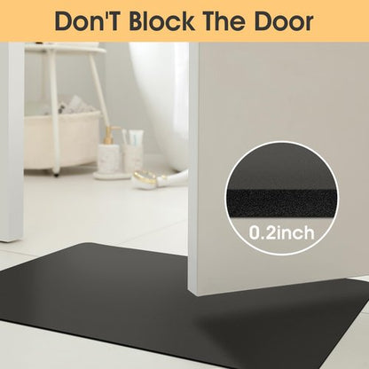 ACCUMTEK Non Slip Bath Mat, Thin Bathroom Rugs Fit Under Door, Quick Dry Bath Mats, Machine Washable Bath Rugs for Bathroom, Bathtub & Kitchen, Bathtub, Charcoal Gray/Solid/24 x17