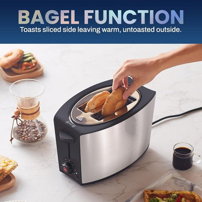 Elite Gourmet 2-Slice Toaster - Extra Wide 1.25” Slots, 6 Settings, Stainless Steel Finish